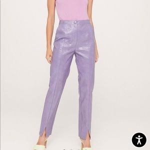 New With Tag Faux Leather Croc Embossed Straight Leg Pants